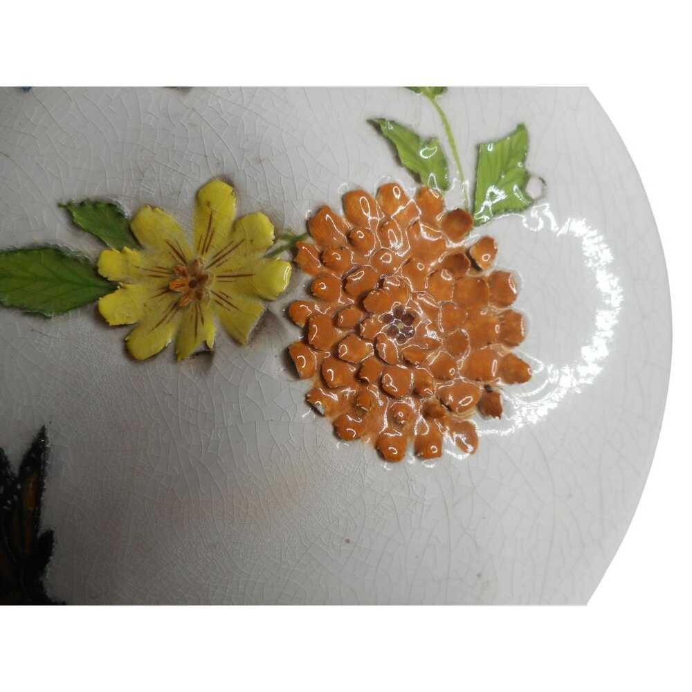 Vintage MCM Large Floral Butterfly Ceramic Mushroom Figure 8" tall Estate Find - Picture 6 of 9